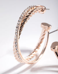 Rose Gold Double Cross Over Hoop Earrings - link has visual effect only