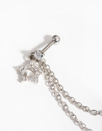 Surgical Steel Rhodium Celestial Barbell & Earcuff - link has visual effect only