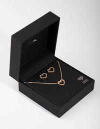 Gold Heart Diamond Simulants Necklace & Earrings - link has visual effect only