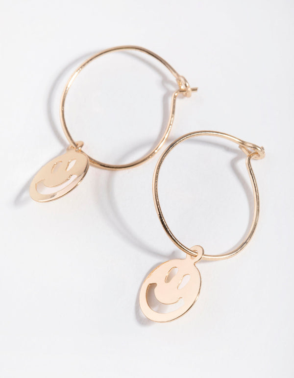 Gold Cut-Out Face Huggie Earrings