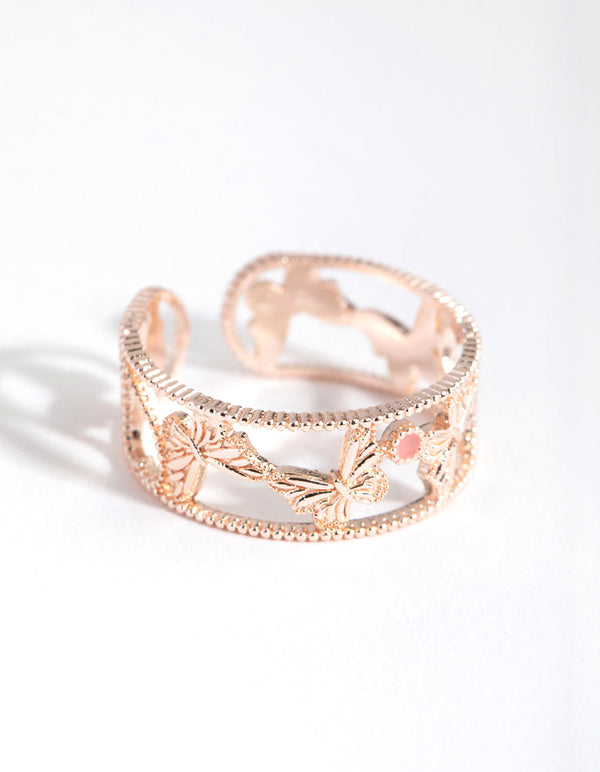 Rose Gold Multi Butterfly Ring