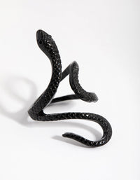 Matte Black Etched Swirl Snake Ring - link has visual effect only