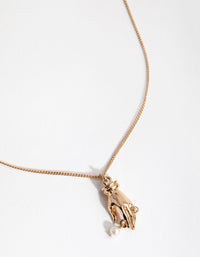 Gold Faux Pearl Hand Necklace - link has visual effect only