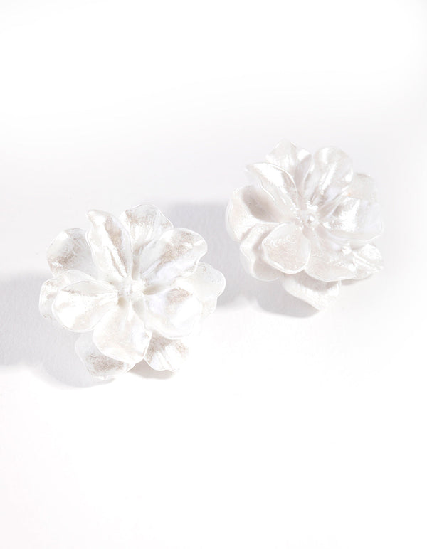 Plastic Multi Petal Flower Stud Earrings