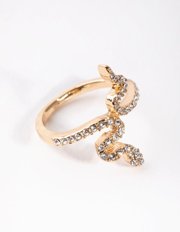 Gold Diamante Snake Ring