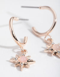 Rose Gold Star Drop Huggie Earrings - link has visual effect only