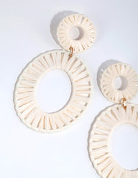 Fabric Raffia Double Disc Drop Earrings - link has visual effect only