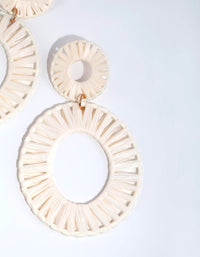 Fabric Raffia Double Disc Drop Earrings - link has visual effect only