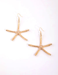Gold Pearl Starfish Drop Earrings - link has visual effect only