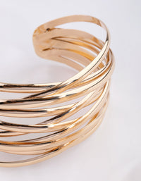 Gold Crossover Double Cuff Bracelet - link has visual effect only
