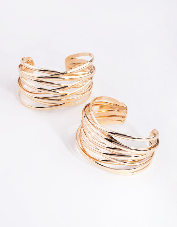 Gold Crossover Double Cuff Bracelet