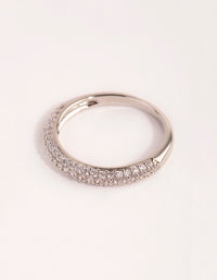 Rhodium Half Pave Cubic Zirconia Ring - link has visual effect only