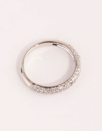 Rhodium Half Pave Cubic Zirconia Ring - link has visual effect only