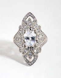 Rhodium Marquise Cubic Zirconia Ring - link has visual effect only