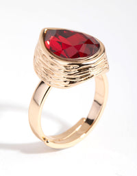 Gold Ruby Pear Stone Ring - link has visual effect only
