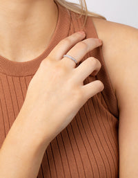 Rhodium Half Pave Cubic Zirconia Ring - link has visual effect only