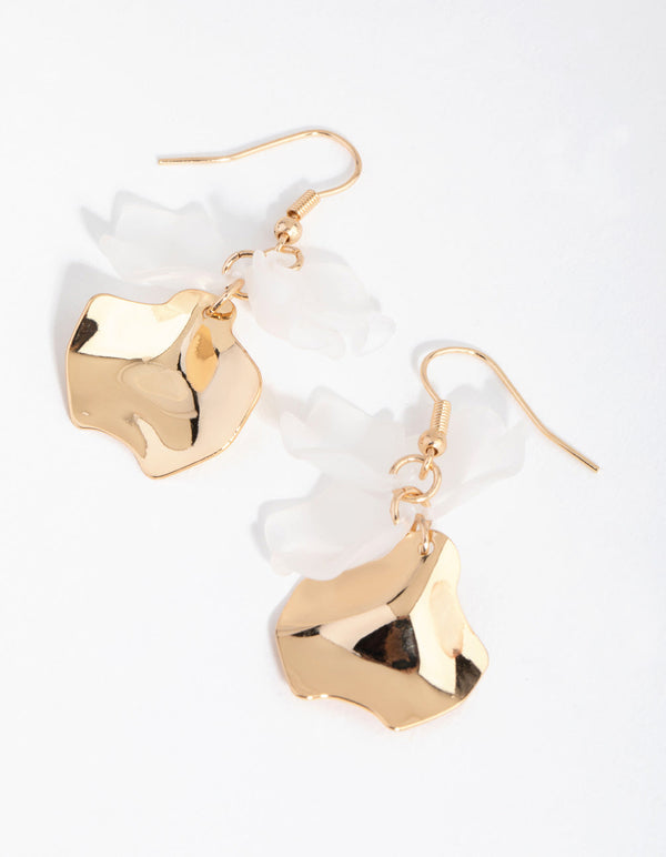 Gold Frost Cluster Flower Earrings