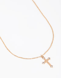 Gold Point Cross Pendant Necklace - link has visual effect only