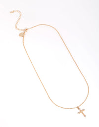 Gold Point Cross Pendant Necklace - link has visual effect only