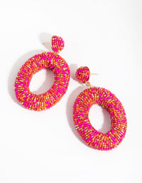 Beaded Chunky Donut Drop Earrings - link has visual effect only