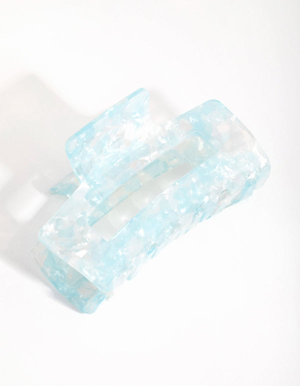 Acrylic Blue Shell Rectangle Claw Clip