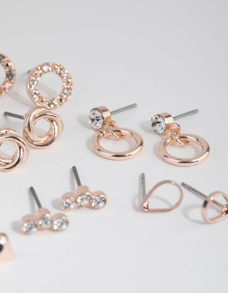 Rose Gold Round Profile Earring 8-Pack
