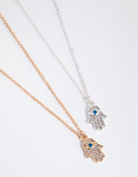Mixed Metal Hamsa Hand Necklace Pack - link has visual effect only
