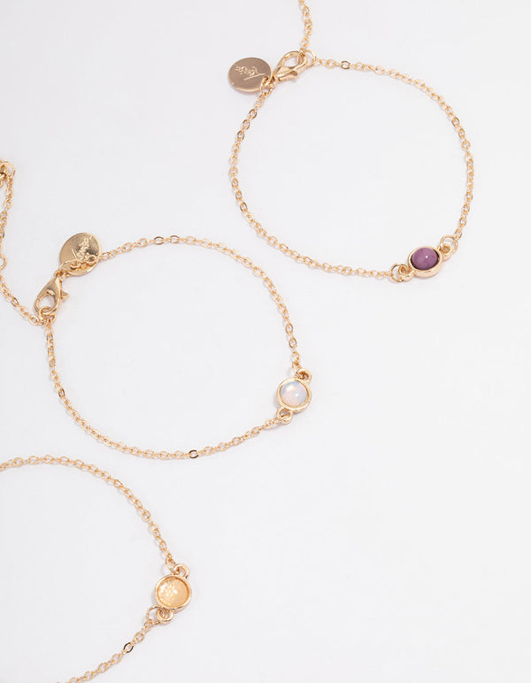 Gold Stone Bracelet & Anklet Set