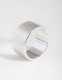 Silver Textured Wide Band Ring - link has visual effect only