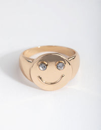 Gold Crystal Smiley Ring - link has visual effect only