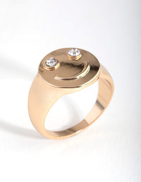 Gold Crystal Smiley Ring - link has visual effect only