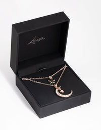 Rose Gold Diamante Moon & Star Necklace - link has visual effect only