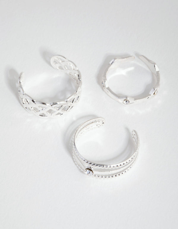 Silver Lattace & Station Toe Ring Pack