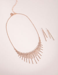 Rose Gold Statement Cupchain Earring & Necklace Set - link has visual effect only