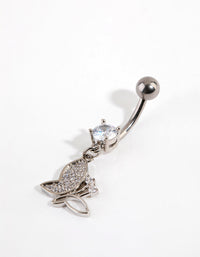 Titanium Cubic Zirconia Butterfly Drop Belly Bar - link has visual effect only