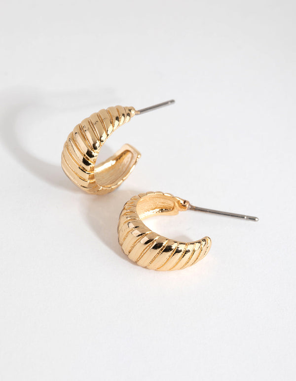 Gold Plated Mini Swirl Hoop Earrings