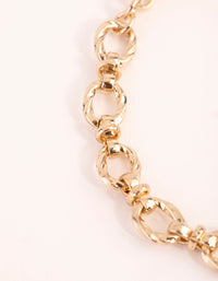 Gold Plated Swirl Chain Fob Bracelet - link has visual effect only
