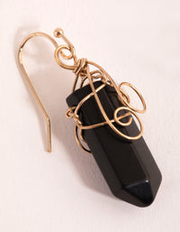 Gold Coil Wrapped Onyx Drop Earrings - link has visual effect only