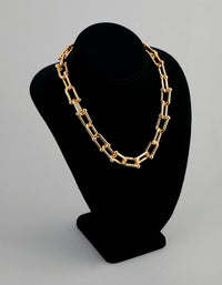 18ct Gold Plated Brass Industrial Link Necklace - link has visual effect only