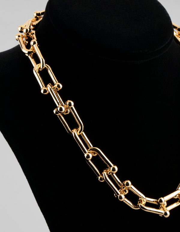 18ct Gold Plated Brass Industrial Link Necklace