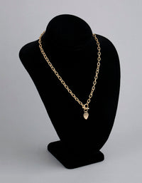 Gold Plated Sterling Silver Heart T&O Oval Chain Necklace - link has visual effect only