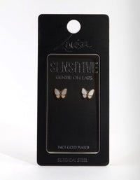 Surgical Steel Gold Mother of Pearl Butterfly Stud Earring - link has visual effect only