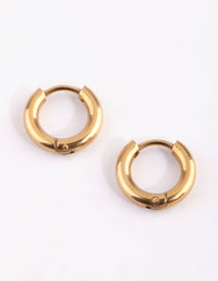 Gold Plated Surgical Steel Small Polished Huggie Earrings - link has visual effect only