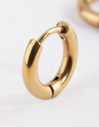 Gold Plated Surgical Steel Small Polished Huggie Earrings - link has visual effect only