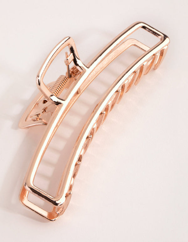 Rose Gold Metal Rectangle Curve Claw