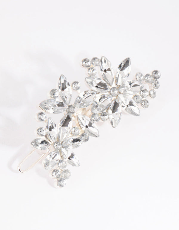 Silver Diamante Flower Clip
