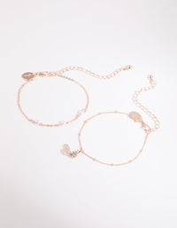 Rose Gold Pearl & Butterfly Bracelet Set - link has visual effect only