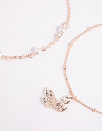 Rose Gold Pearl & Butterfly Bracelet Set - link has visual effect only