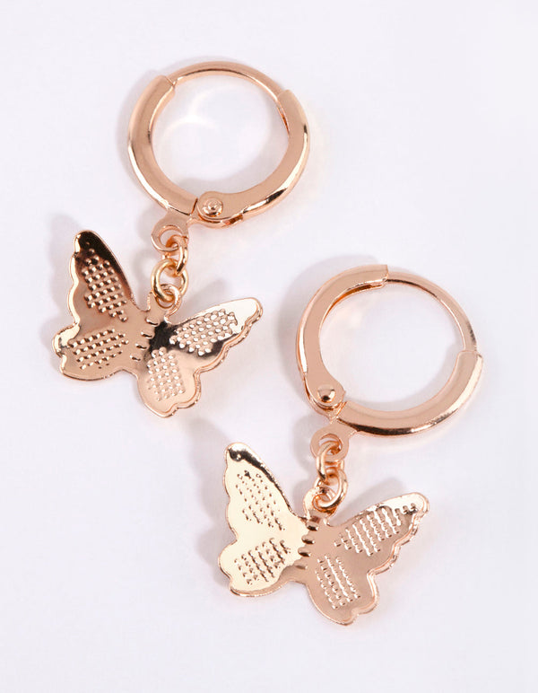 Gold Digital Butterfly Huggie Earrings