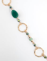 Gold & Green Crater Hoop & Bead Necklace - link has visual effect only